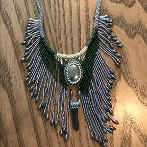 Beaded fringe necklace